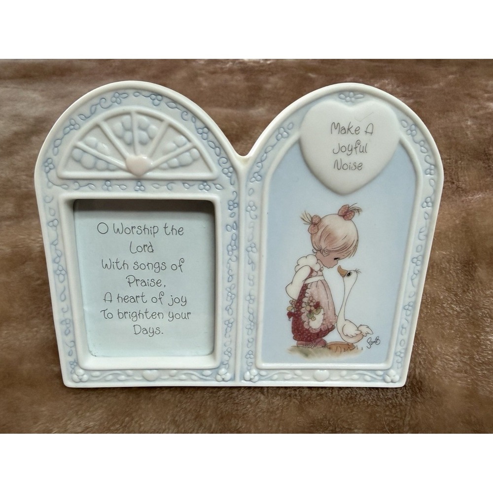 Vintage Enesco 1998 Precious Moments Double Frame Made a Joyful Noise Porcelain